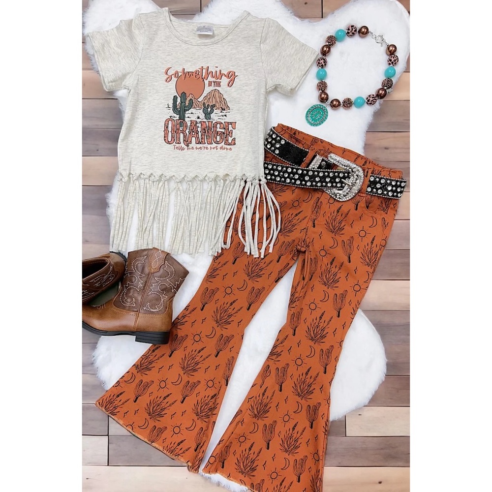Sunset Country Printed Bootcut Wide Leg Jeans